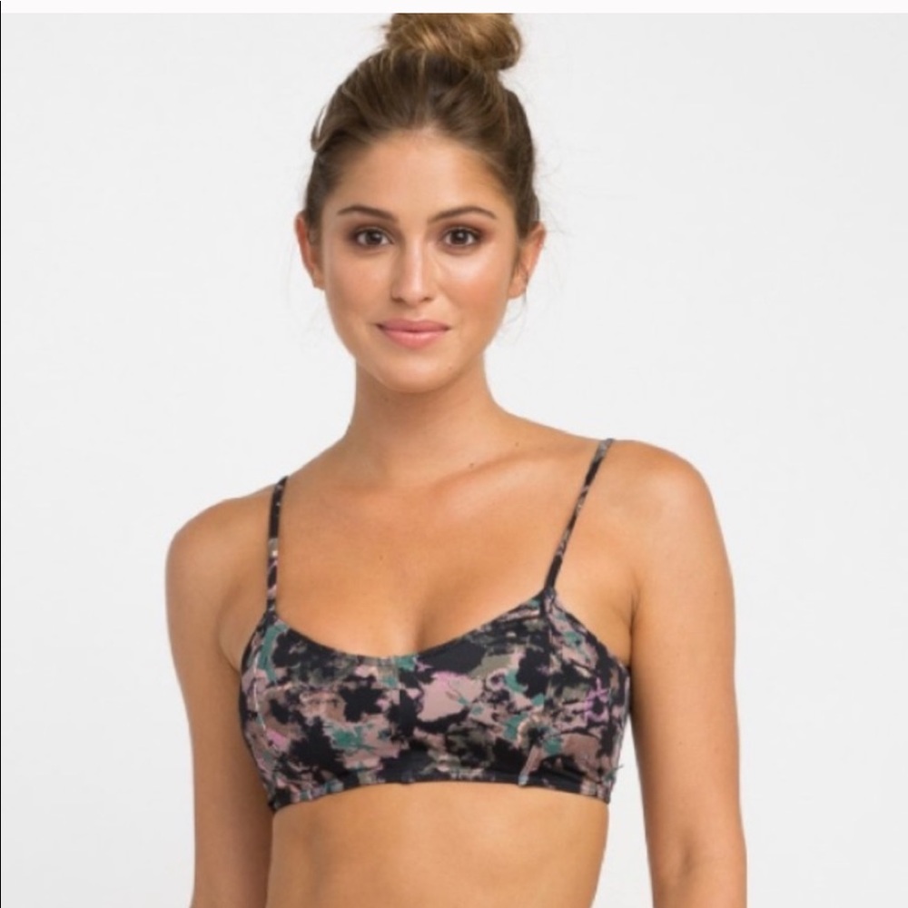 RVCA Camo Floral Bralette Bikini Top Size Medium